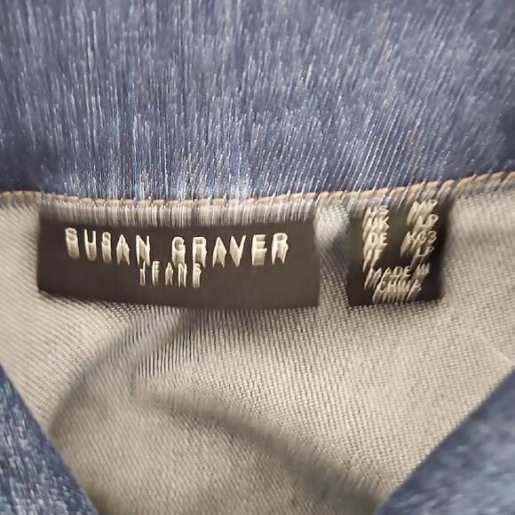 Susan Graver Jeans Dark Blue Denim Jacket Dress w/Belted Waist Womens Size MP - Picture 9 of 10